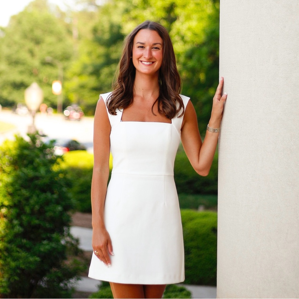 French Connection Whisper Ruth Square Neck Dress in Summer White